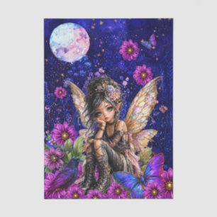Elegant Floral Fairy Raven & Butterfly Decoupage Tissue Paper