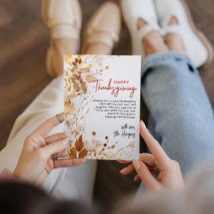Elegant Floral Fall Thanksgiving Custom Holiday Card