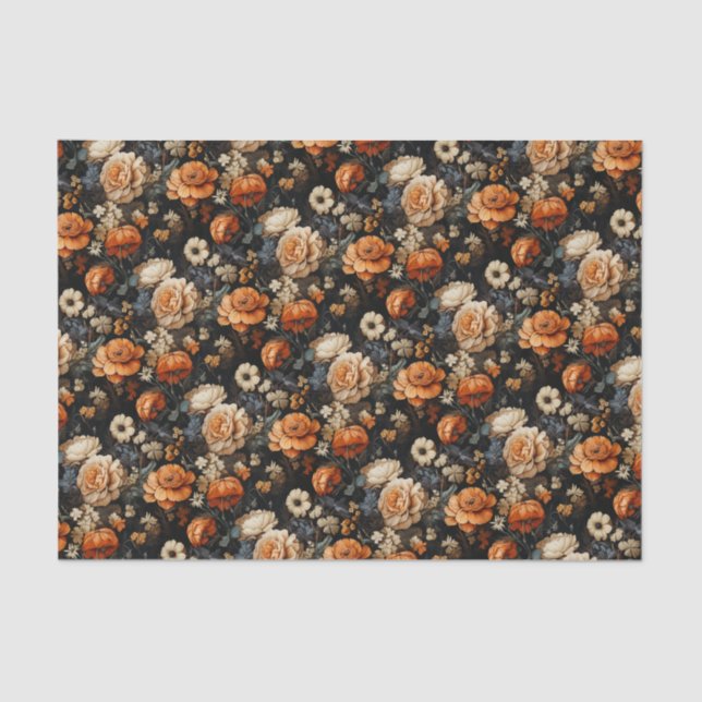 Elegant Floral Fall Tissue Paper (Front)