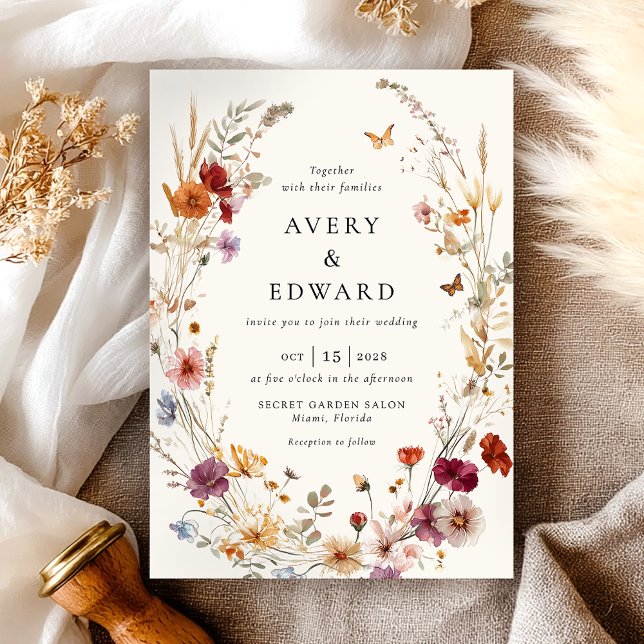Elegant Floral Fall Wedding Boho  Invitation (Creator Uploaded)