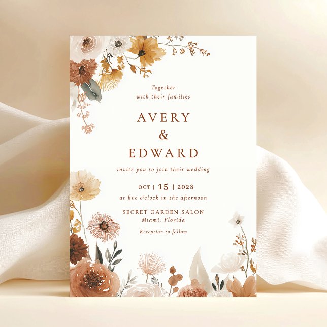 Elegant Floral Fall Wedding  Invitation (Creator Uploaded)