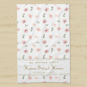 Elegant Floral Family Home Sweet Home Kitchen Tea Towel