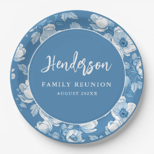 Elegant Floral Family Reunion Party Paper Plate