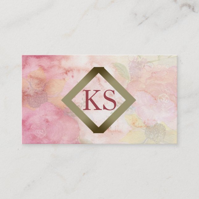 Elegant Floral Faux Gold Foil Florist Pink Business Card (Front)