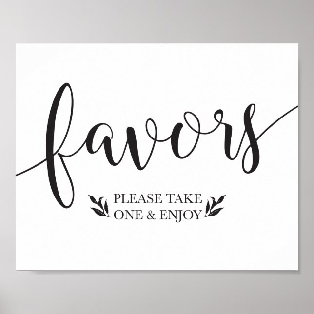 Elegant Floral Favours Wedding Decor Sign (Front)