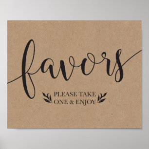 Elegant Floral Favours Wedding Decor Sign