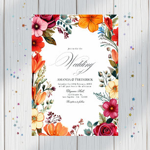 Elegant Floral Fiesta Wedding with QR Code Invitation