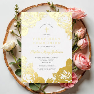 Elegant Floral First Communion Gold