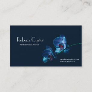 Elegant Floral Florist Dark Blue Orchid Card