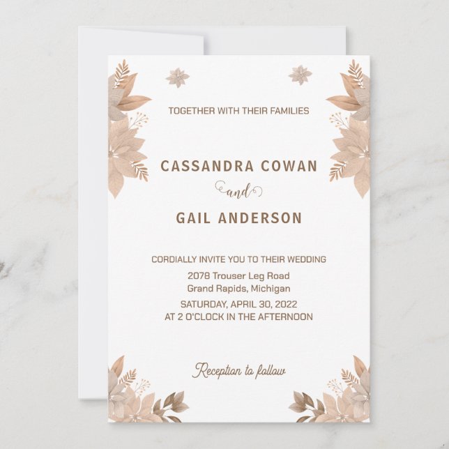 Elegant Floral Flyer Wedding Invitation (Front)