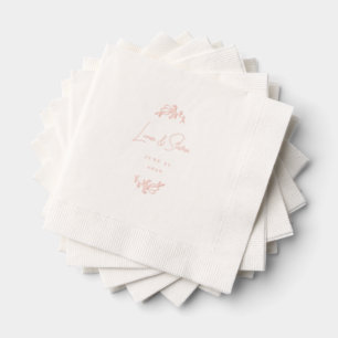 Elegant Floral Foil Wedding Personalised Rose Gold Foil Napkins