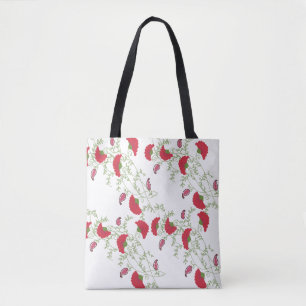 Elegant Floral Folk Art Canvas Tote Bag