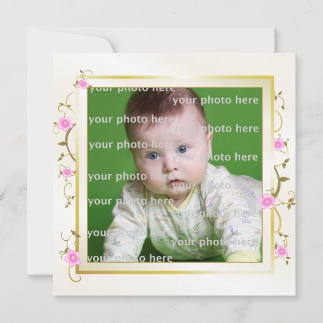 Elegant Floral Frame Announcement (Front)