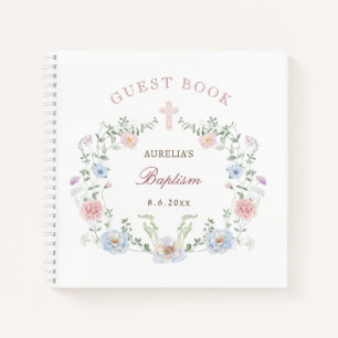 Elegant Floral Frame Baptism Guest Book