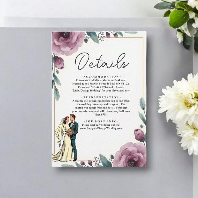 Elegant Floral Frame Bride And Groom Boho Wedding Enclosure Card (Creator Uploaded)
