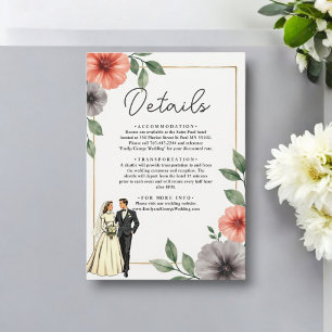 Elegant Floral Frame Bride And Groom Chic Wedding Enclosure Card