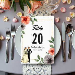 Elegant Floral Frame Bride And Groom Chic Wedding Table Number