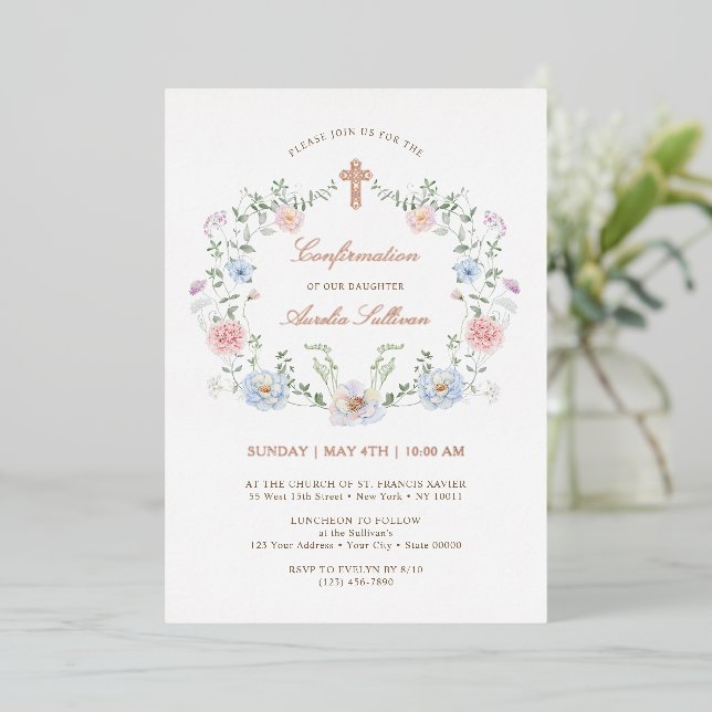 Elegant Floral Frame Confirmation (Standing Front)