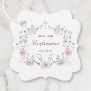 Elegant Floral Frame Confirmation Favour Tags