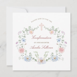 Elegant Floral Frame Confirmation Square Invitation