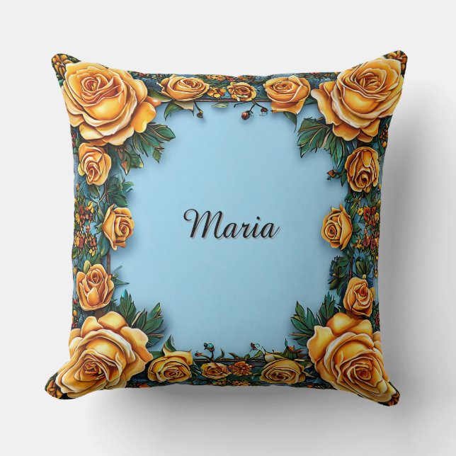 Elegant Floral Frame Cushion (Front)
