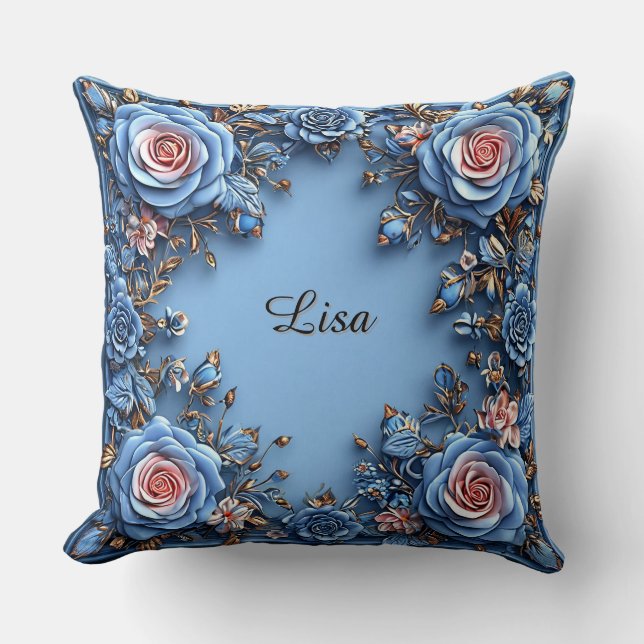 Elegant Floral Frame Cushion (Front)