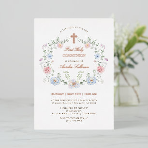 Elegant Floral Frame First Holy Communion