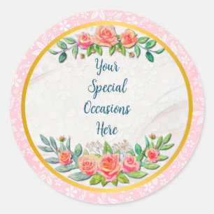Elegant Floral Frame: for Every Occasion Classic R Round Sticker