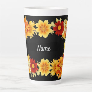 Elegant Floral Frame Latte Mug