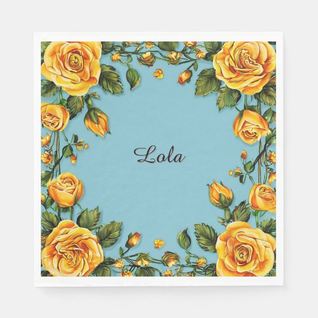 Elegant Floral Frame Napkin (Front)