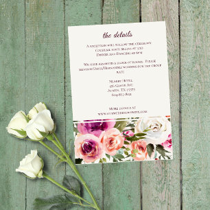 Elegant Floral Frame Pink Blush Purple Peach White Enclosure Card