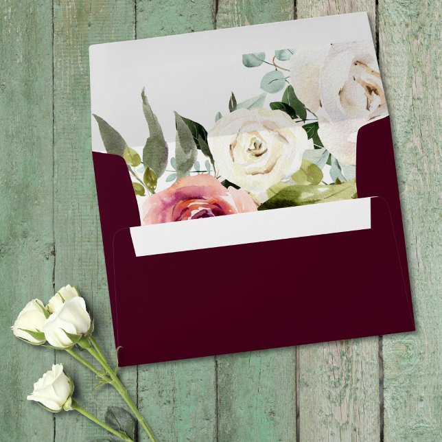 Elegant Floral Frame Pink Blush Purple Peach White Envelope (Creator Uploaded)