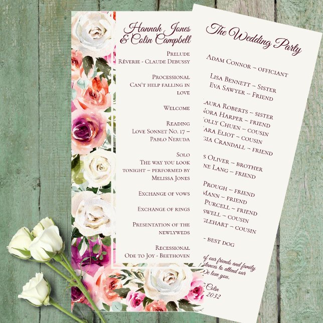 Elegant Floral Frame Pink Blush Purple Peach White Programme (Creator Uploaded)