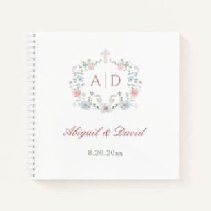 Elegant Floral Frame Religious Wedding Guest Book