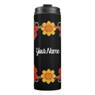 Elegant Floral Frame Thermal Tumbler