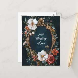 Elegant Floral Frame Vintage Thinking of You Postcard