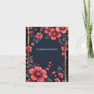 Elegant Floral Frame With Pink Flowers Card