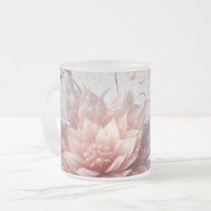 Elegant Floral Frosted Glass Mug –Aesthetic Coffee