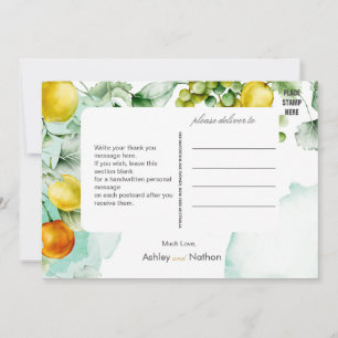 Elegant Floral & Fruit watercolour Summer Wedding Invitation