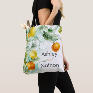 Elegant floral & Fruits watercolour summer Wedding Tote Bag