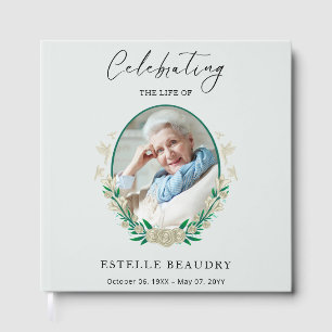 Elegant Floral Funeral Celebration of life Photo Guest Book