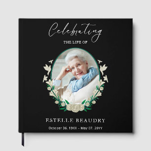 Elegant Floral Funeral Celebration of life Photo Guest Book