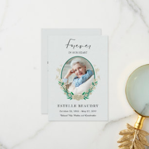 Elegant Floral Funeral Celebration of life Photo Thank You Card