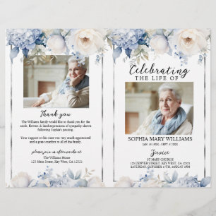 Elegant Floral Funeral Program   Order of Service