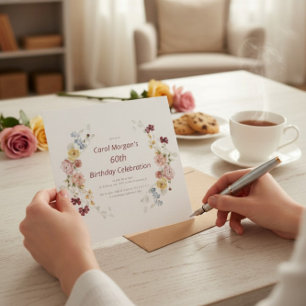 Elegant Floral Garden 60th Birthday Invitation