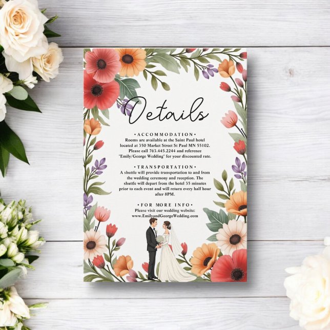 Elegant Floral Garden Bride & Groom Summer Wedding Enclosure Card (Creator Uploaded)