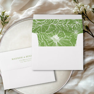 Elegant Floral Garden Citrus Green Wedding Address Envelope