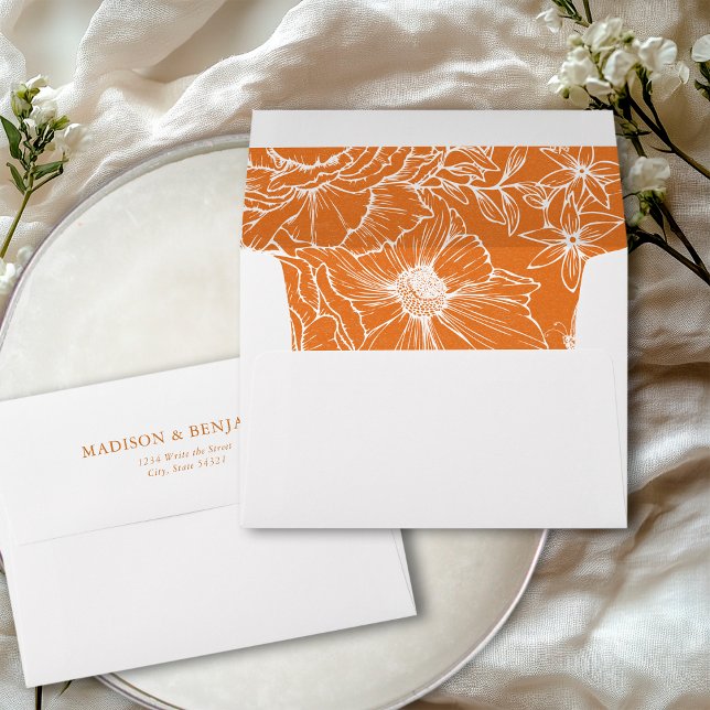 Elegant Floral Garden Copper Wedding Address Envelope (Creator Uploaded)