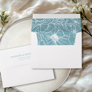 Elegant  Floral Garden Dusty Blue Wedding Address Envelope