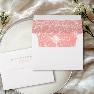 Elegant Floral Garden Dusty Pink Wedding Address Envelope